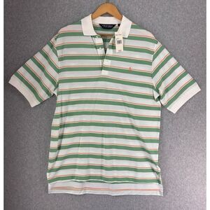 Men's NWT Polo Ralph Lauren Shirt Polo Size Medium White Green Striped Y2K VNTG‎